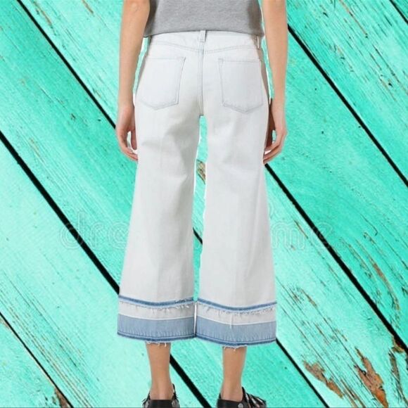 NWT J Brand Liza Mid-rise Crop Coulotte Light Wash Denim Jeans Frayed Hems Sz 28 - Picture 4 of 13